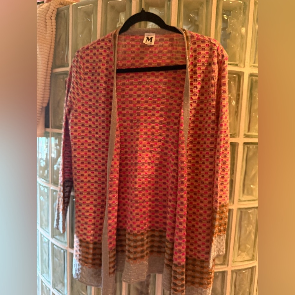 Missoni Pink and Gold Metallic Knit Cardigan